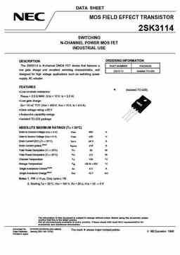 2sk3114 PDF Datasheet ALL TRANSISTORS DATASHEET POWER MOSFET IGBT