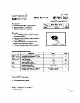 Irfbc30a PDF Datasheet ALL TRANSISTORS DATASHEET POWER MOSFET IGBT