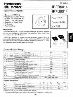 Irfr9014 PDF Datasheet ALL TRANSISTORS DATASHEET POWER MOSFET IGBT