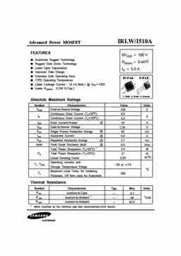 Irlw510a Sam PDF Datasheet ALL TRANSISTORS DATASHEET POWER MOSFET