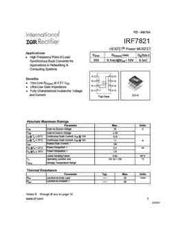 Irf7821 PDF Datasheet ALL TRANSISTORS DATASHEET POWER MOSFET IGBT