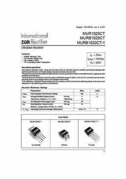 Mur1020ct PDF Datasheet ALL TRANSISTORS DATASHEET POWER MOSFET IGBT