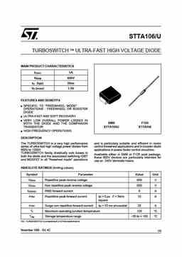 Stta106u PDF Datasheet ALL TRANSISTORS DATASHEET POWER MOSFET IGBT