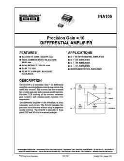 Ina106 PDF Datasheet ALL TRANSISTORS DATASHEET POWER MOSFET IGBT IC