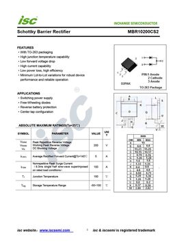 Mbr10200cs2 PDF Datasheet ALL TRANSISTORS DATASHEET POWER MOSFET