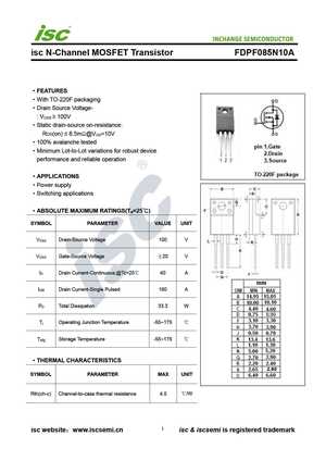 FDPF085N10A
