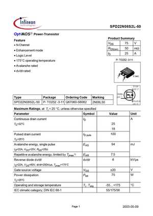 SPD22N08S2L-50
