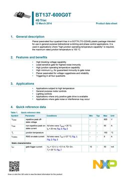 BT137-600G0T
 datasheet