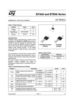 BTA06-800B
 datasheet