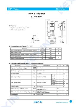 BTA16-600
 datasheet