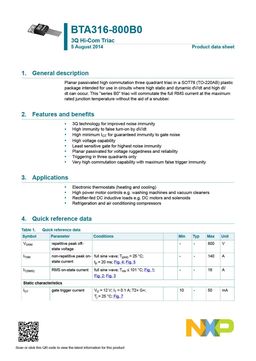 BTA316-800B0
 datasheet