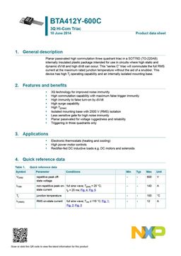 BTA412Y-600C
 datasheet