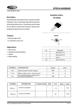 BTB16-600BWG
 datasheet