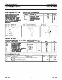 Buk446-1000b_1 PDF Datasheet. ALL TRANSISTORS DATASHEET. POWER MOSFET ...