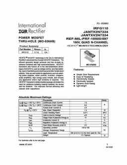 Irfg110 PDF Datasheet ALL TRANSISTORS DATASHEET POWER MOSFET IGBT