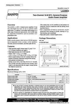 La4663 PDF Datasheet. ALL TRANSISTORS DATASHEET. POWER MOSFET, IGBT, IC ...