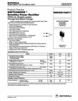 Mbrb20100ct1rev0 PDF Datasheet. ALL TRANSISTORS DATASHEET. POWER MOSFET ...