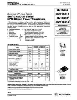 Mj16010r PDF Datasheet. ALL TRANSISTORS DATASHEET. POWER MOSFET, IGBT ...